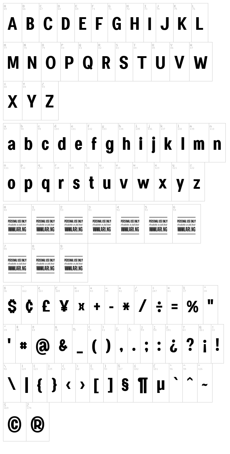 Specify font map