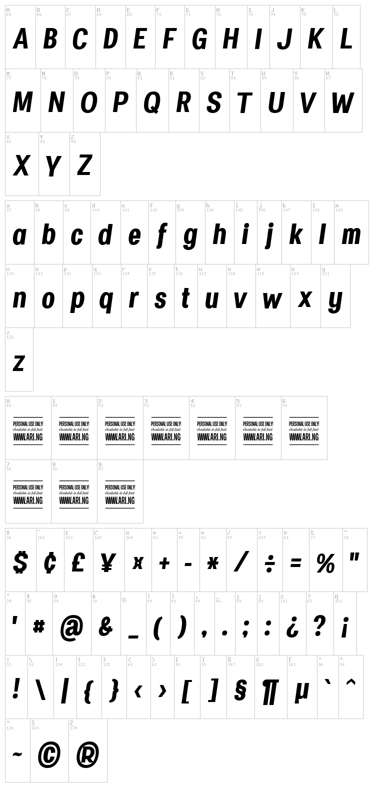 Specify font map