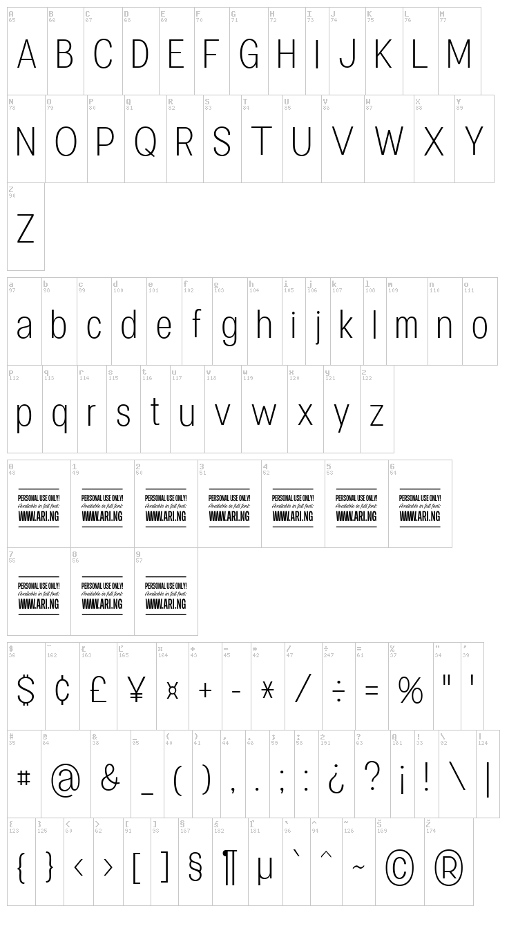 Specify font map