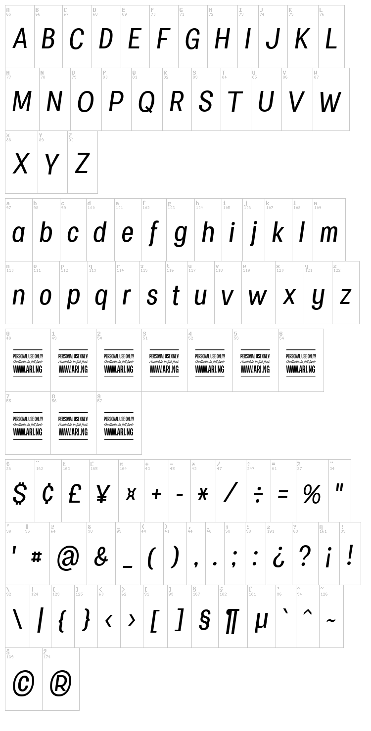 Specify font map