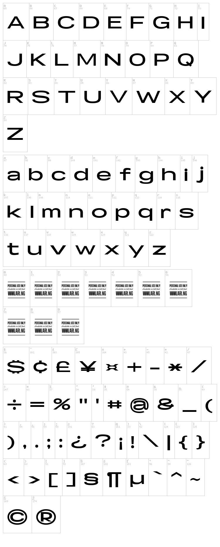 Specify font map
