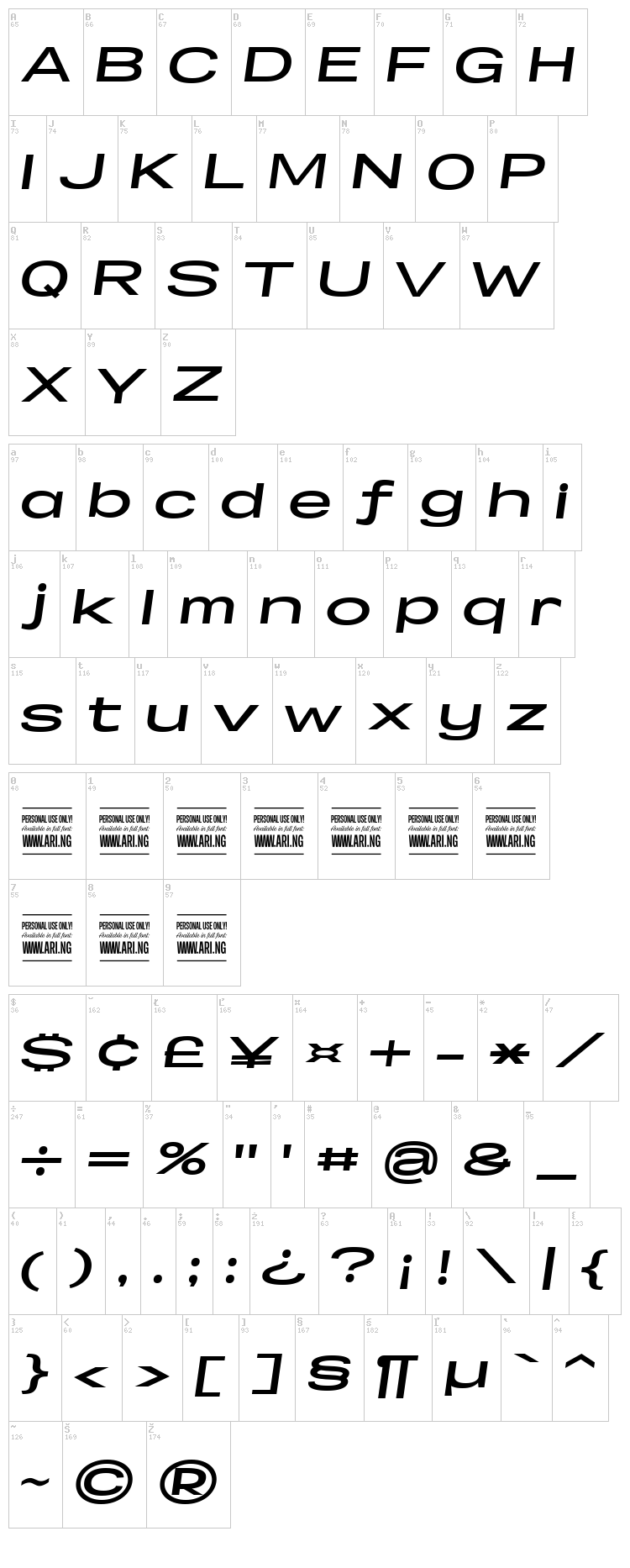 Specify font map