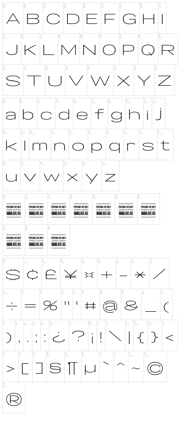Specify font map