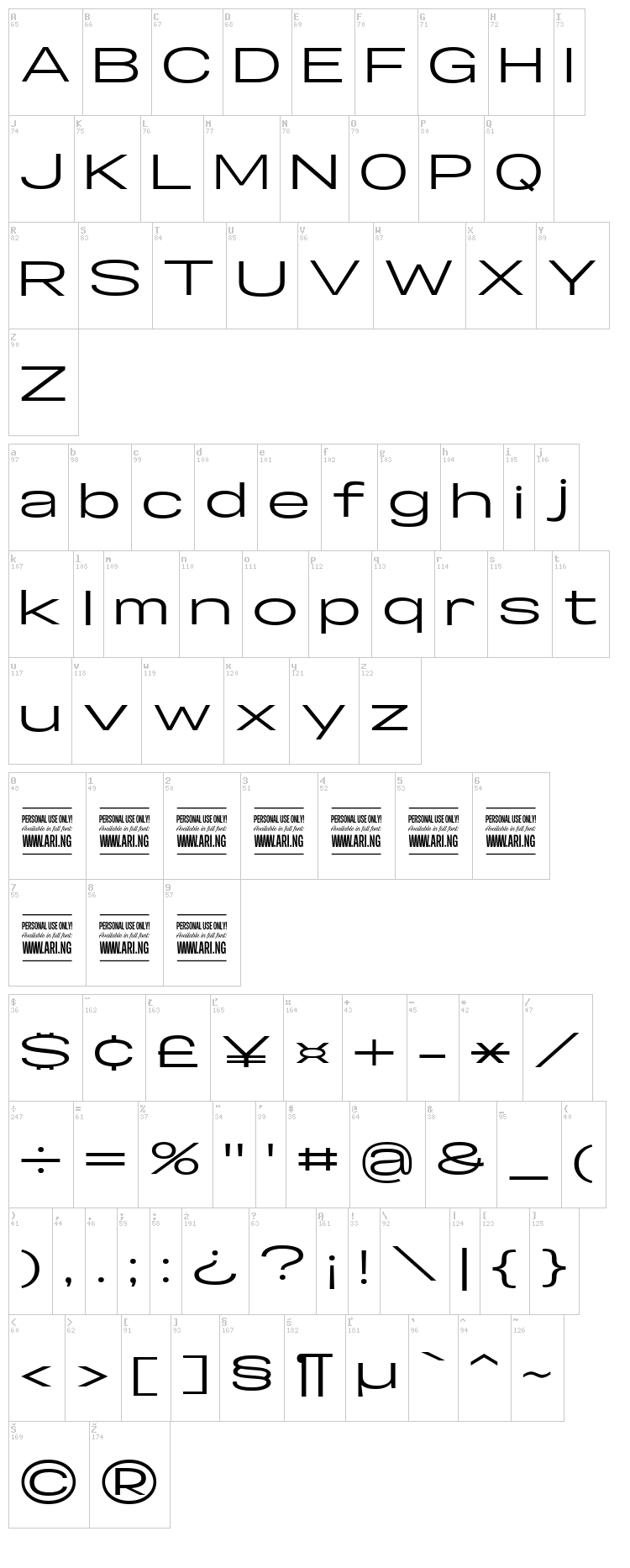 Specify font map
