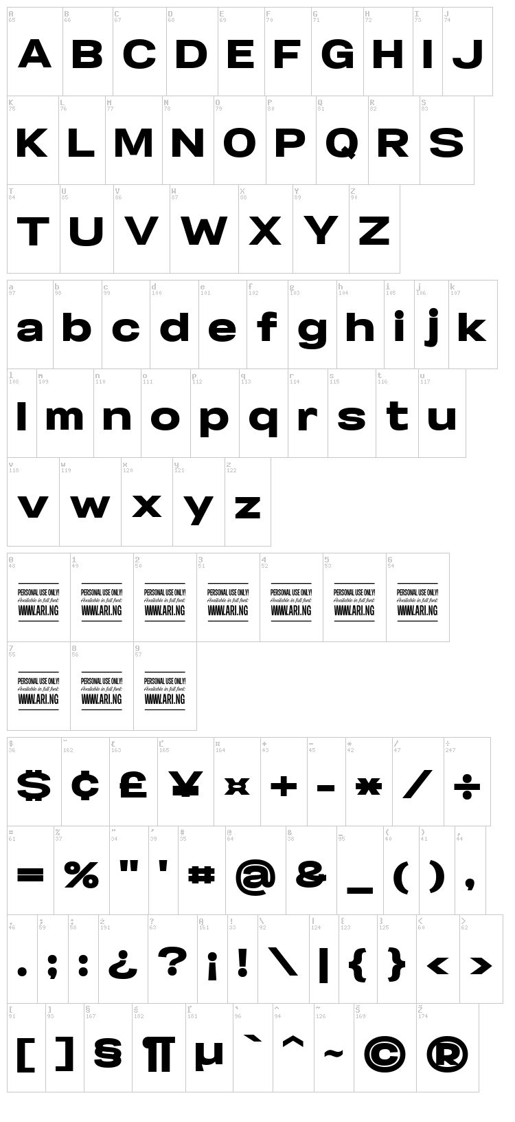 Specify font map