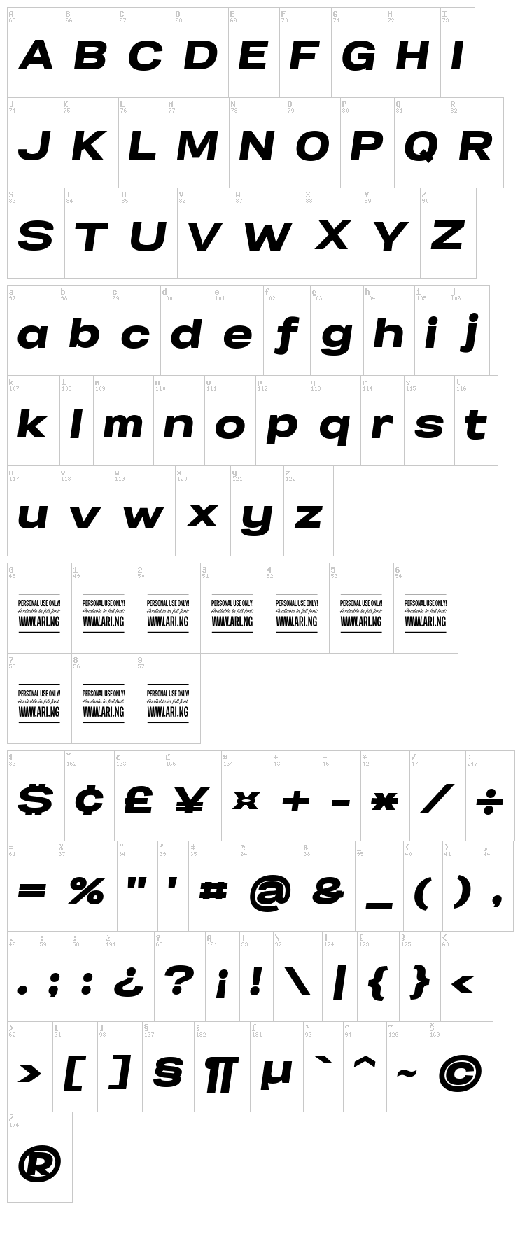Specify font map