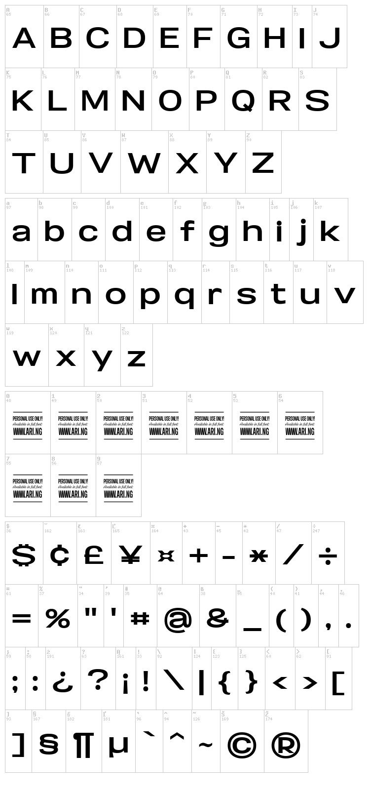 Specify font map