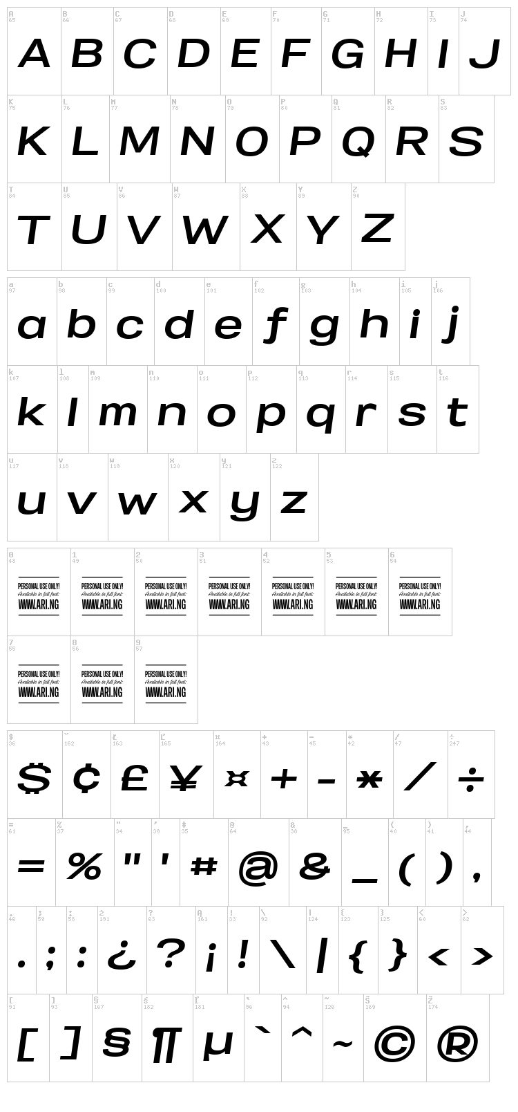 Specify font map