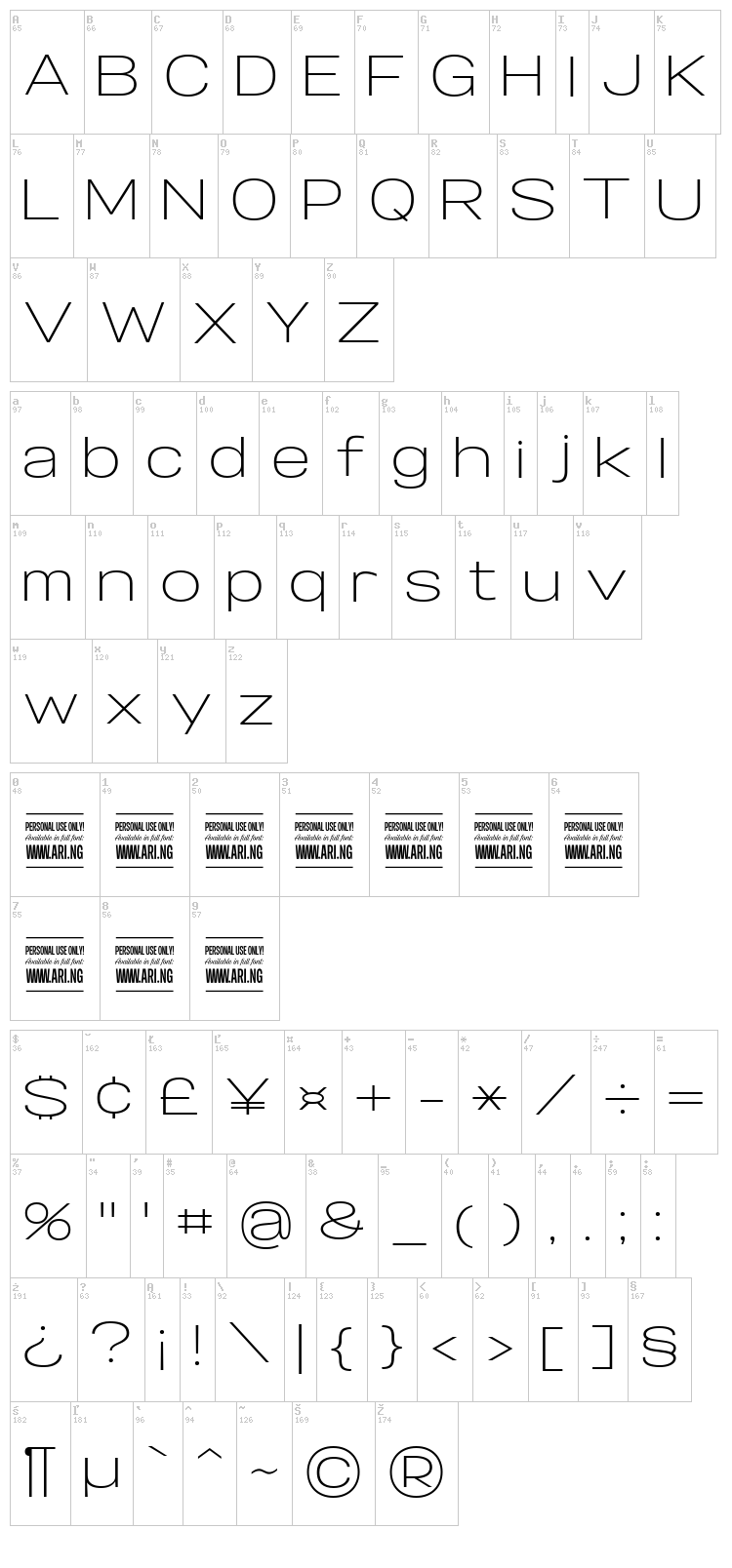 Specify font map