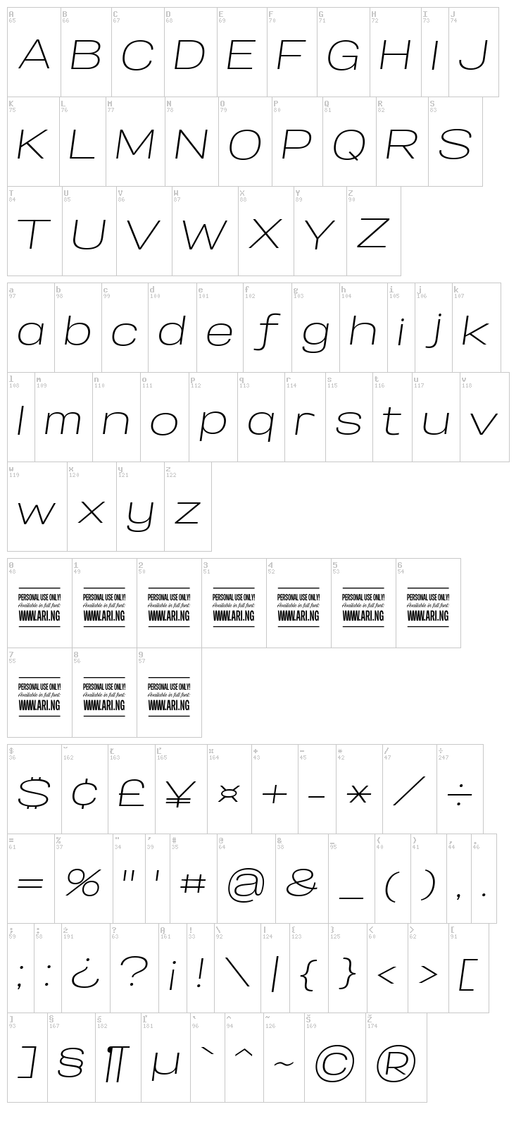Specify font map