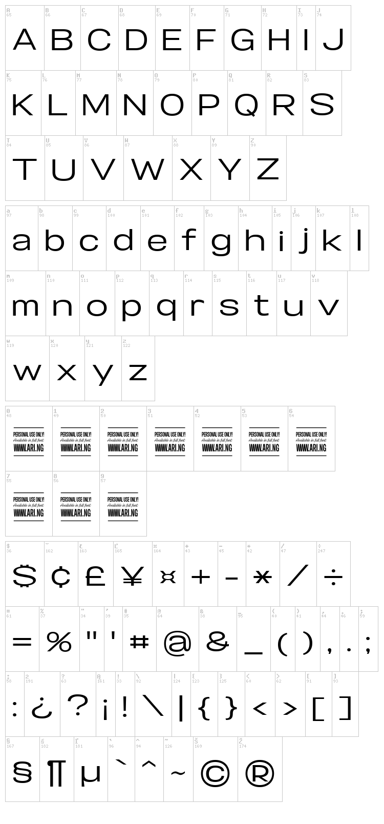 Specify font map