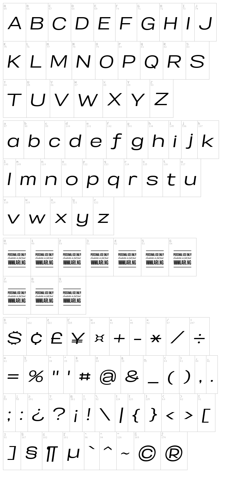 Specify font map