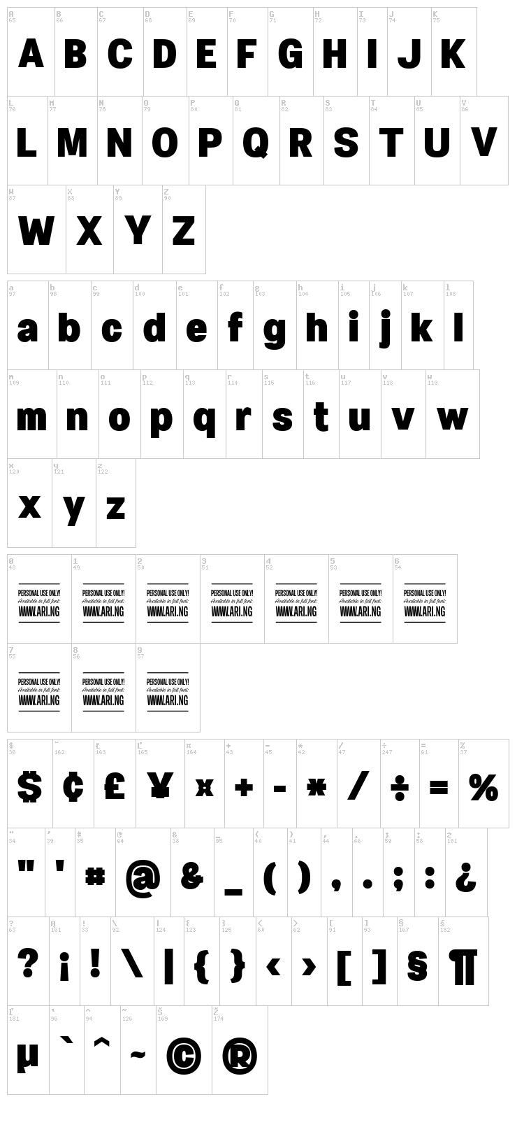 Specify font map