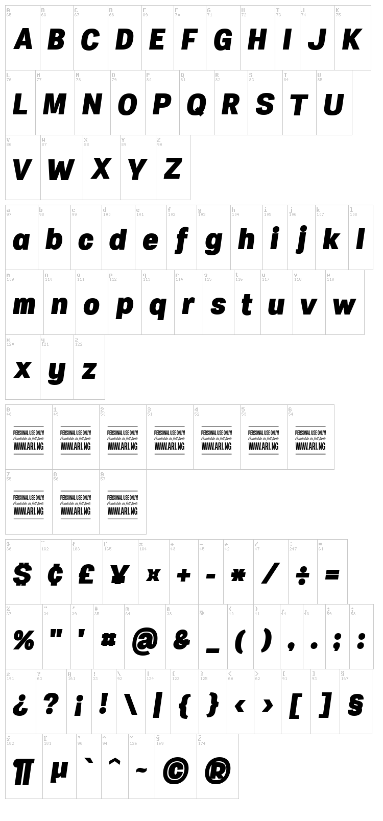 Specify font map