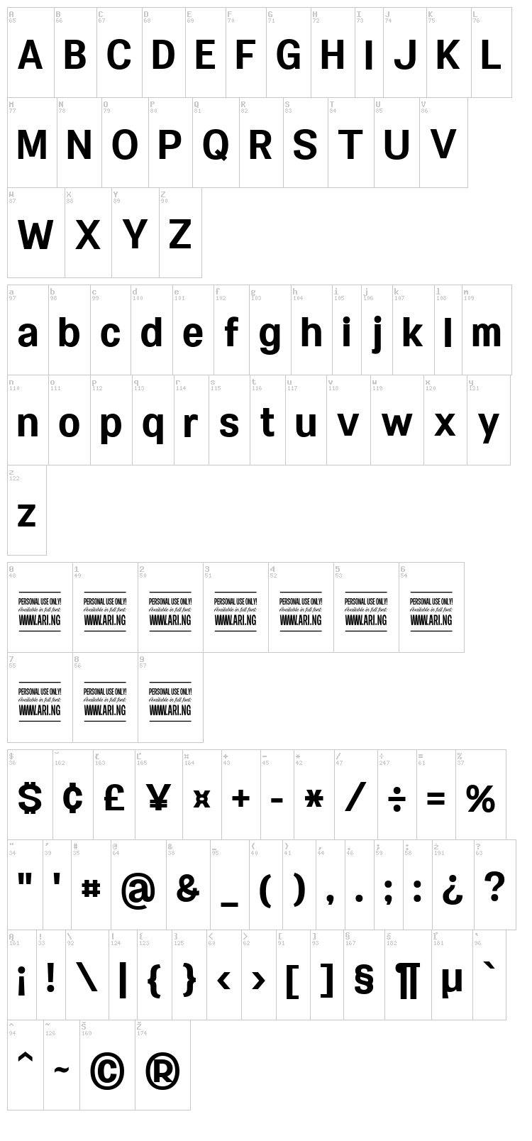 Specify font map