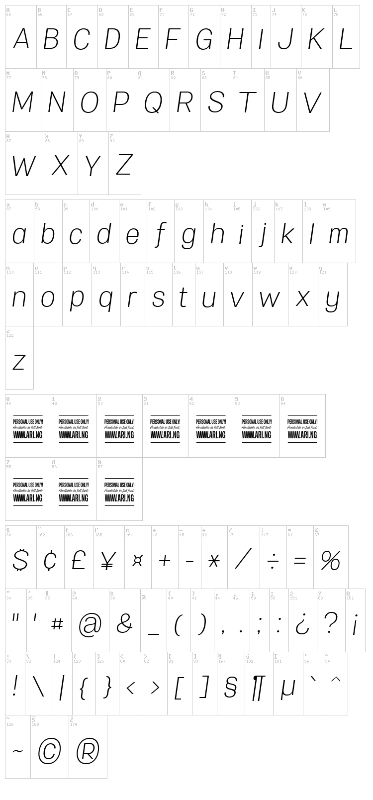 Specify font map
