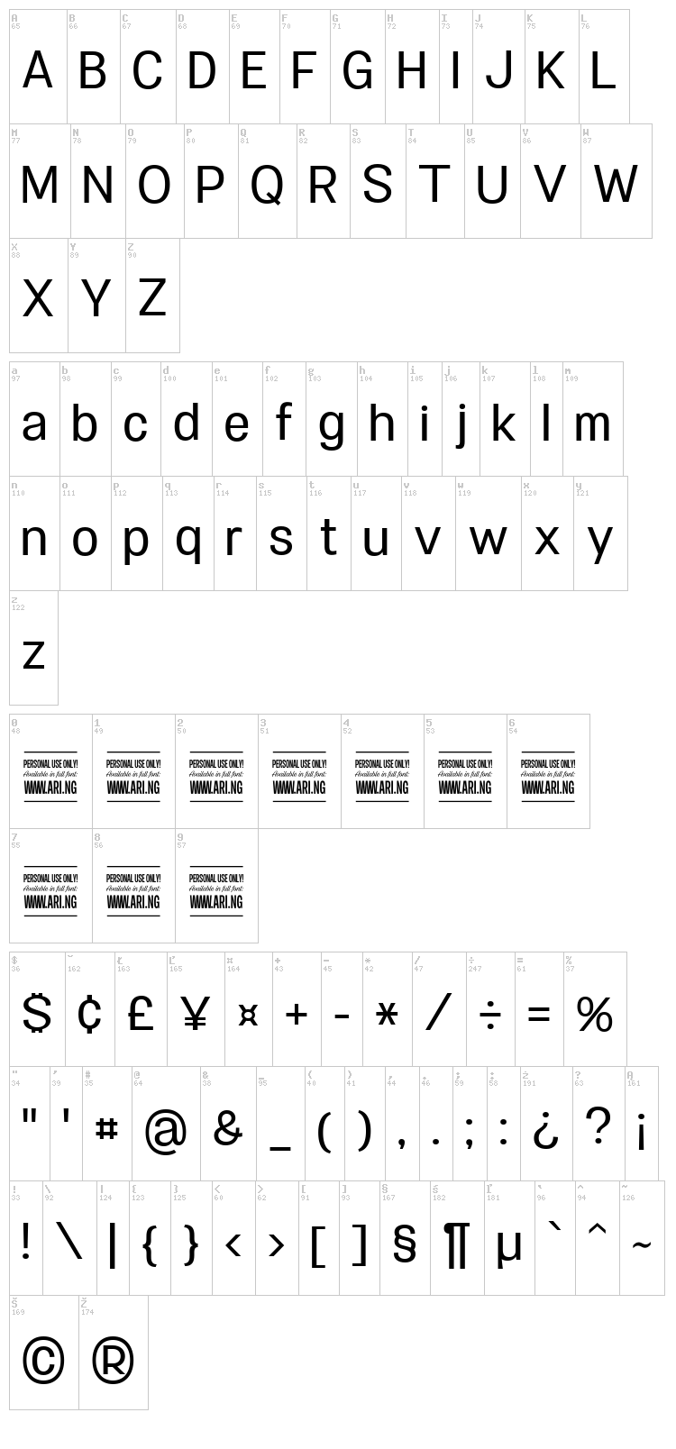 Specify font map