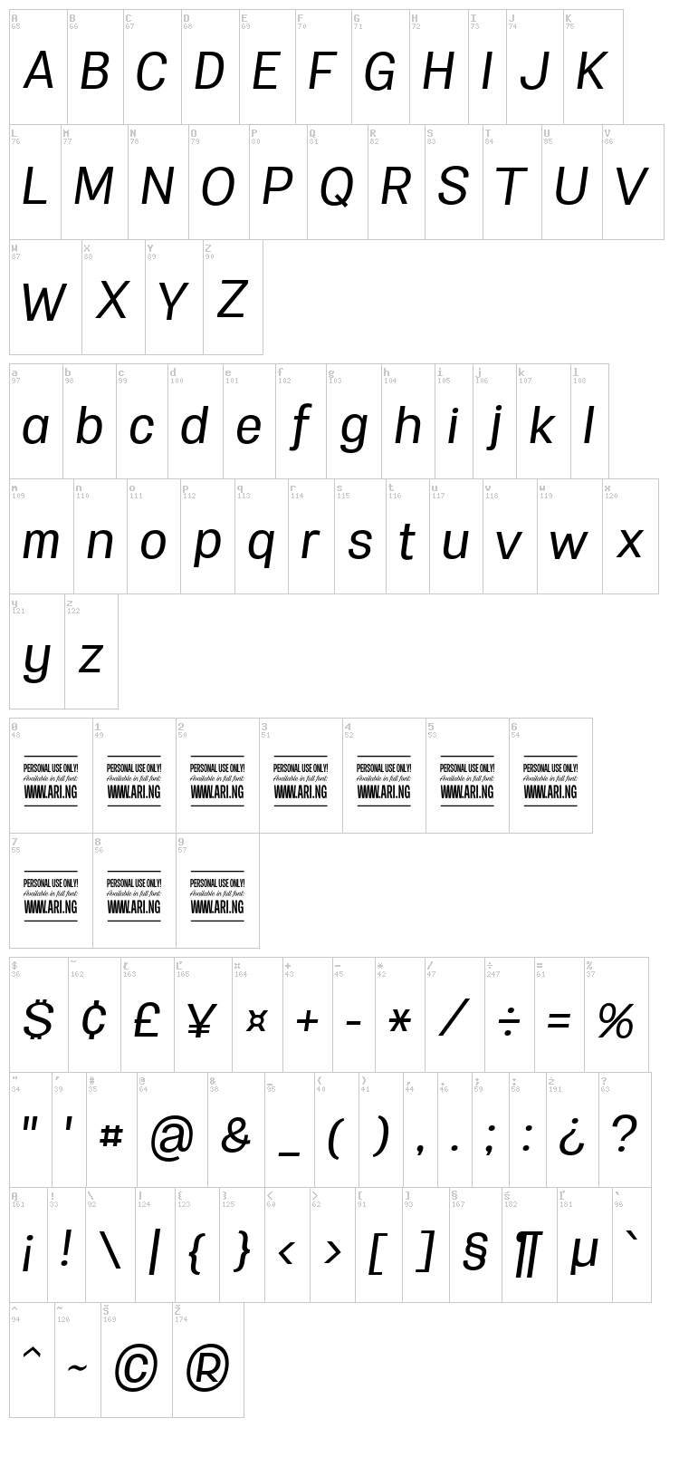 Specify font map