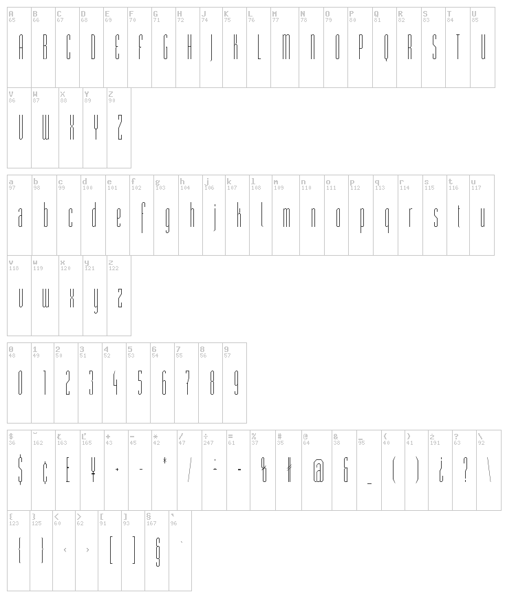 ST Moviehead font map