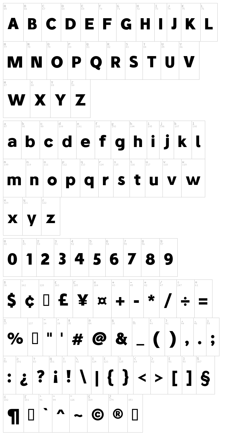 Stilu font map