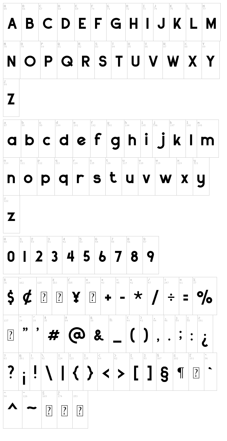 Stout Deco font map