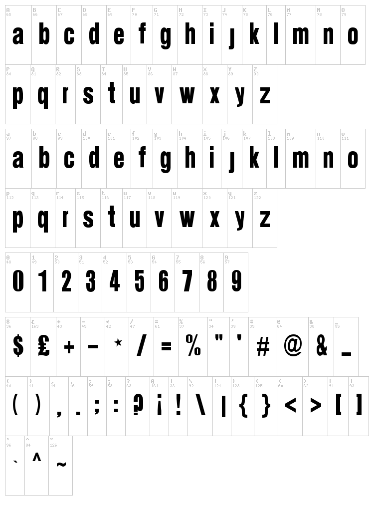 Suede font map