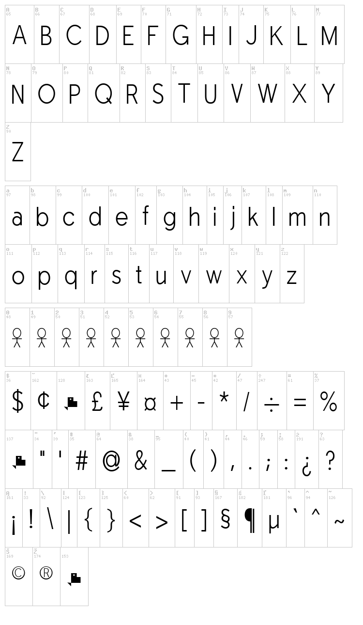 Tabarra font map