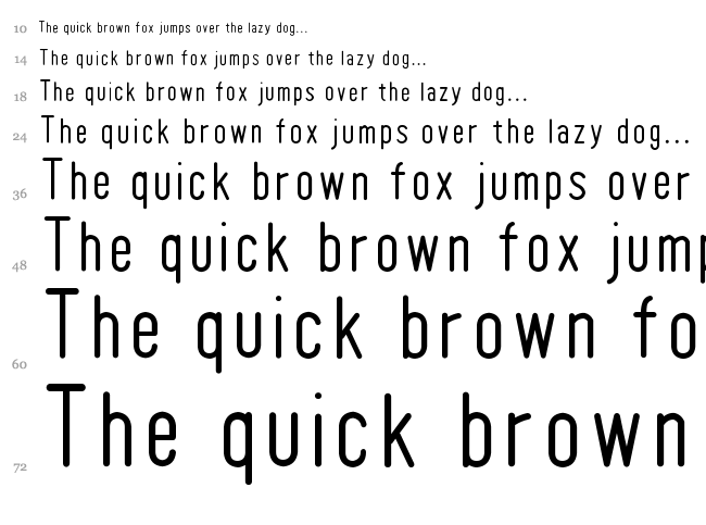 Tomato Round Condensed font waterfall