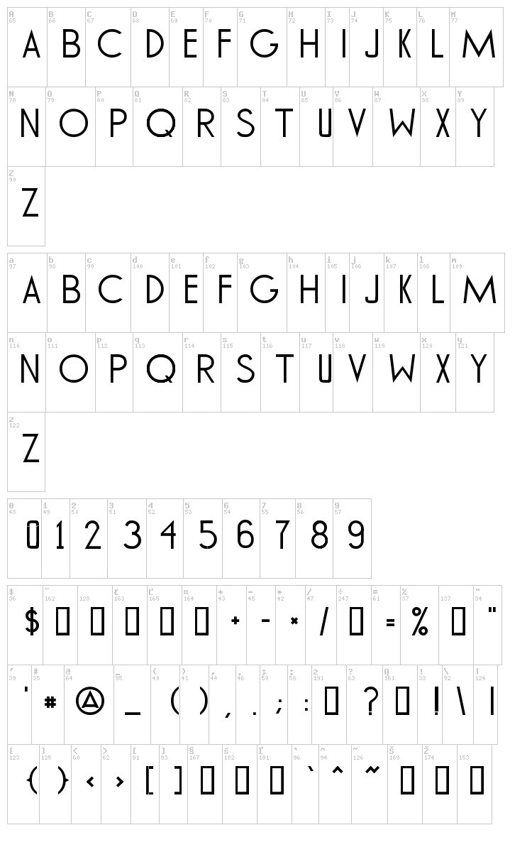 Tommy Hilfiger AF font map