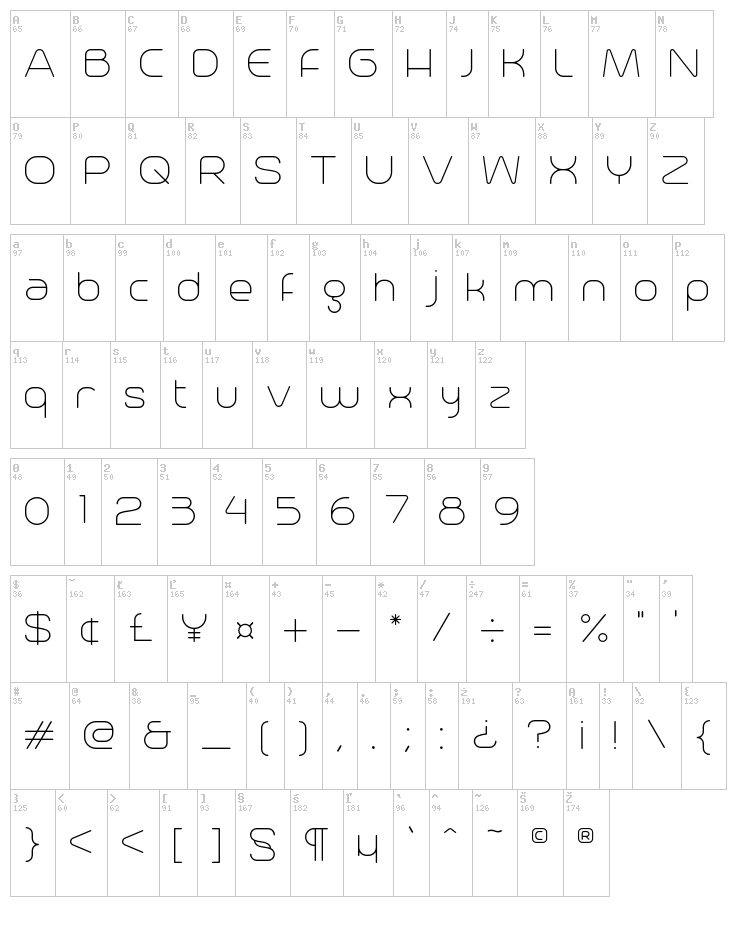 Trench font map