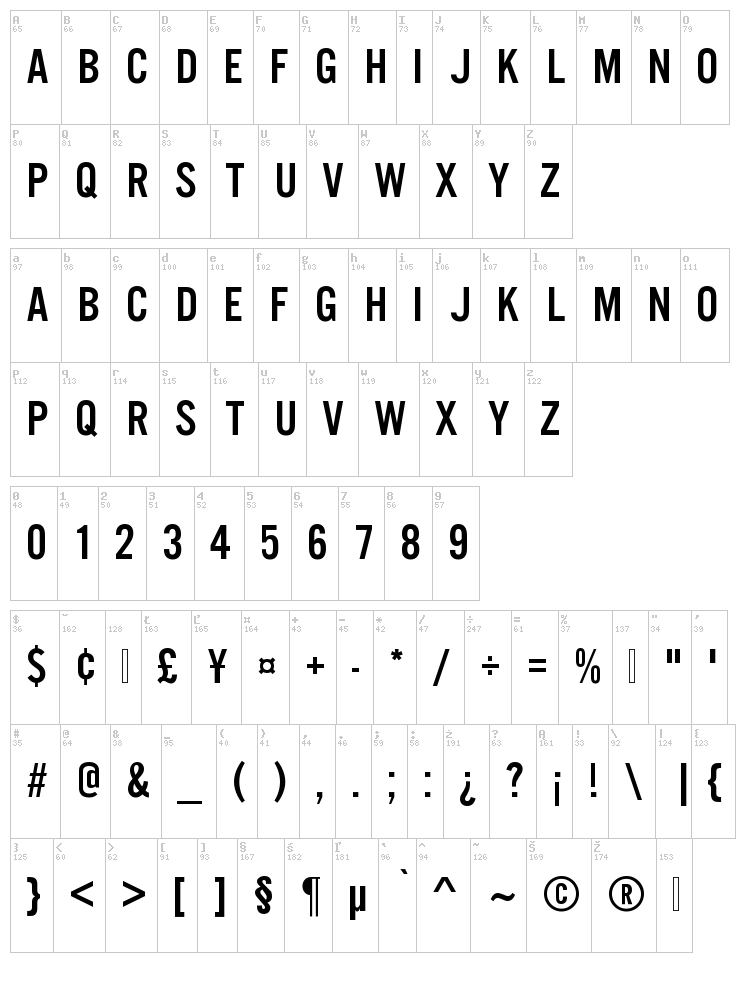 U.S. 101 font map