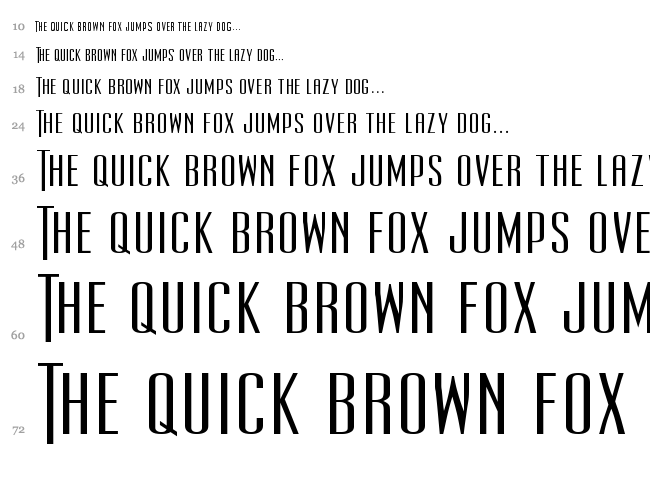 Ultra Condensed Sans Serif font waterfall