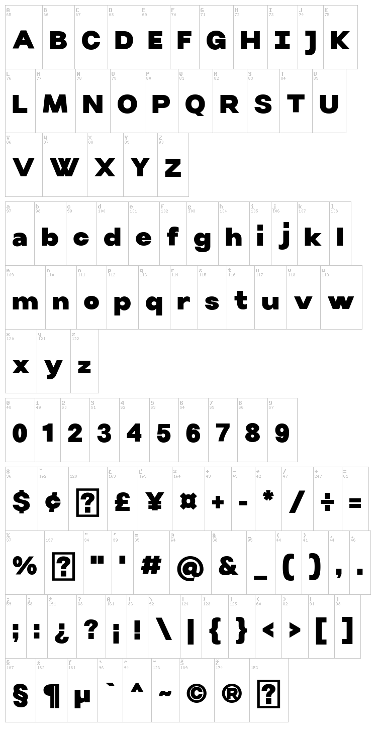 Villeray font map