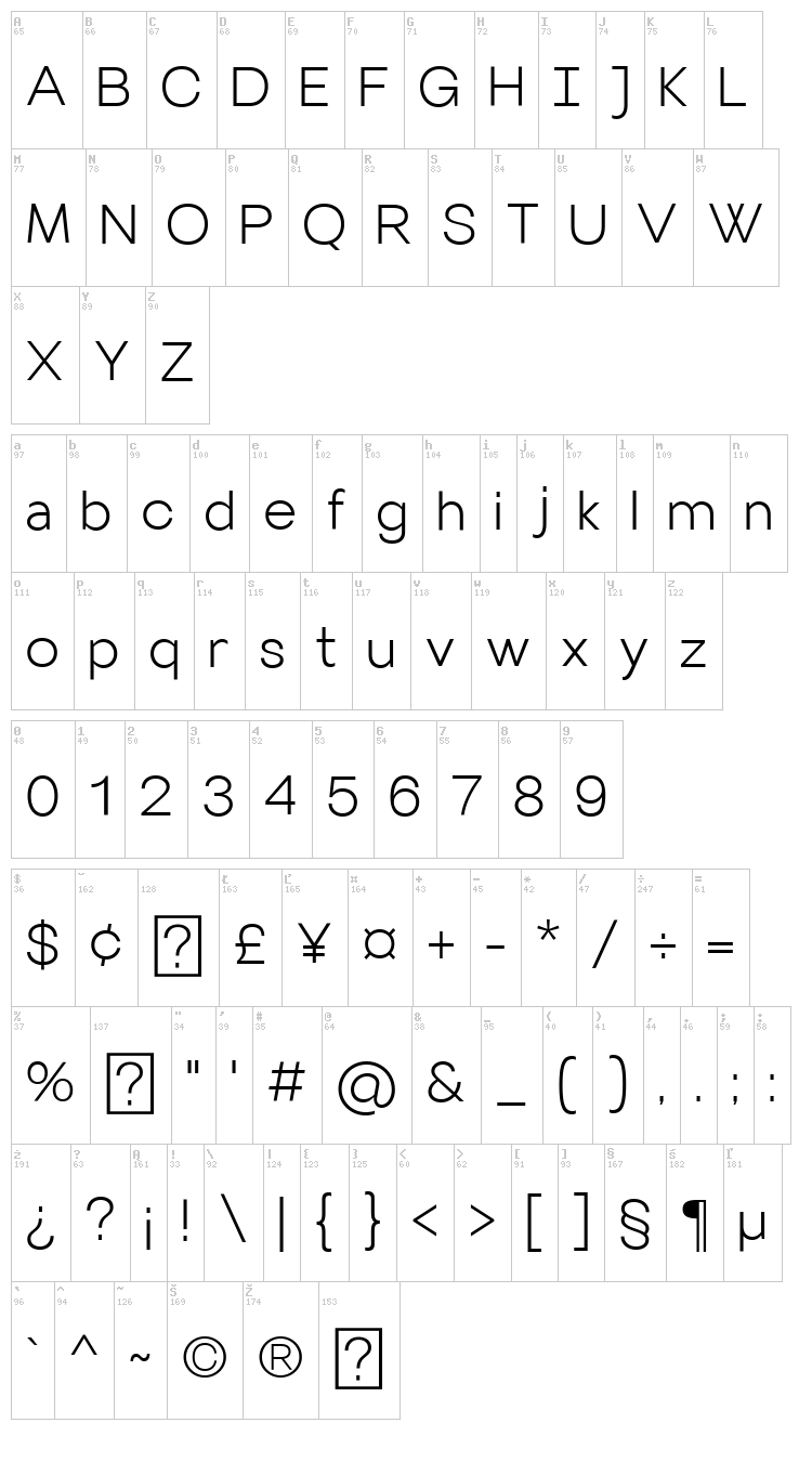 Villeray font map