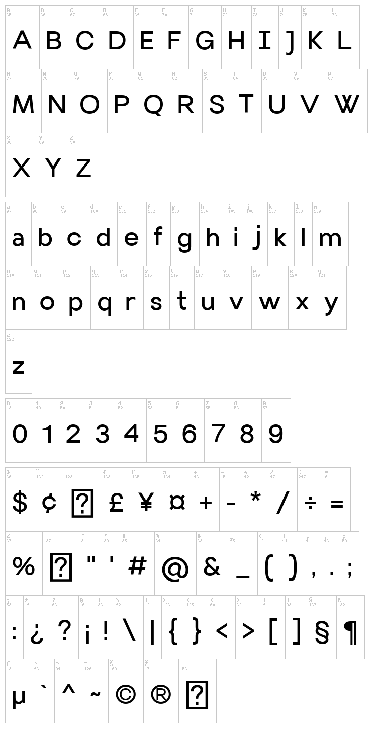 Villeray font map