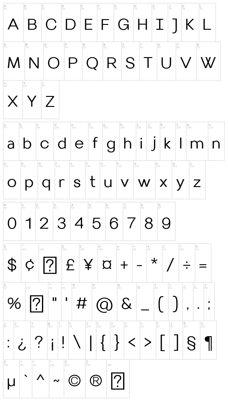 Villeray font map