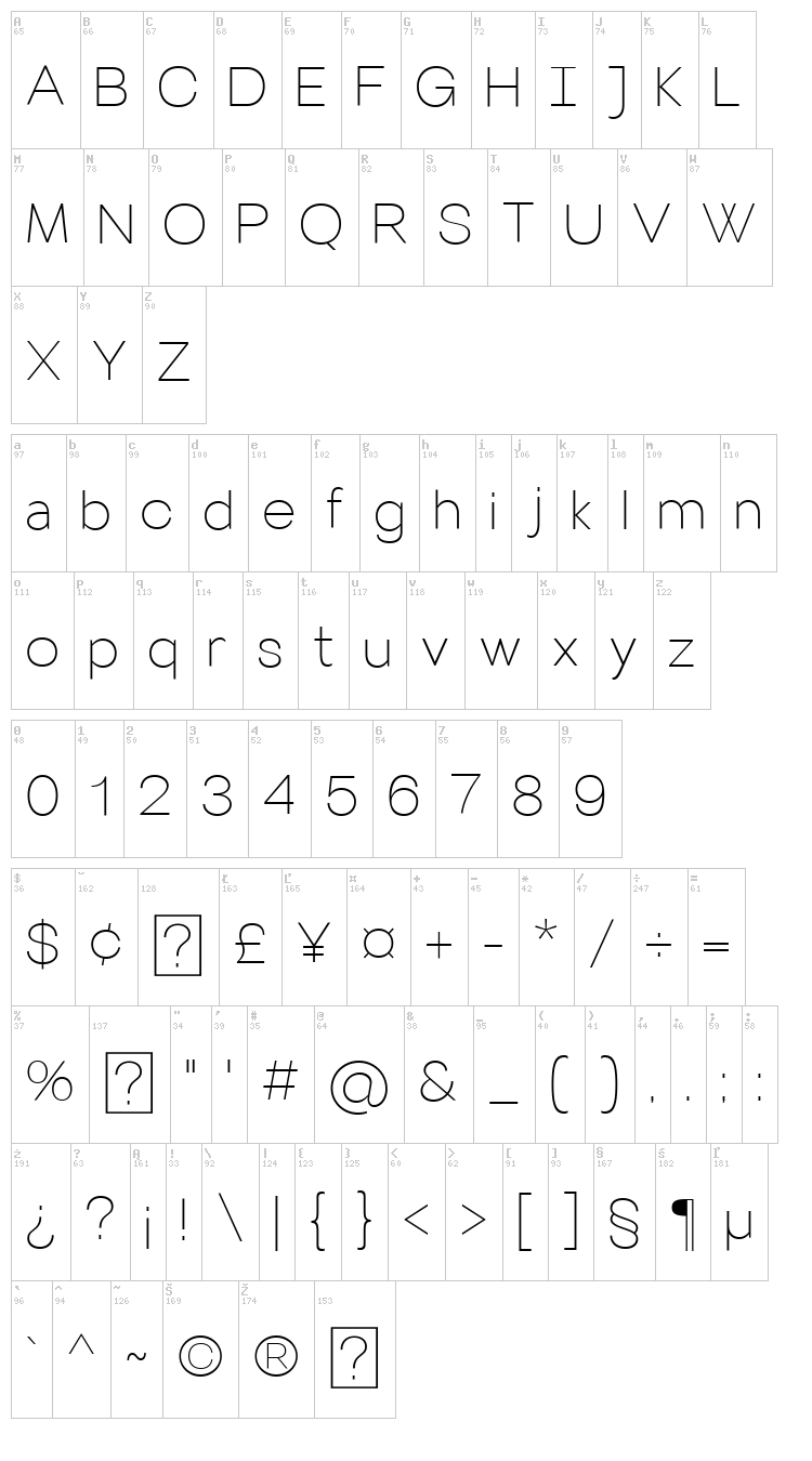 Villeray font map