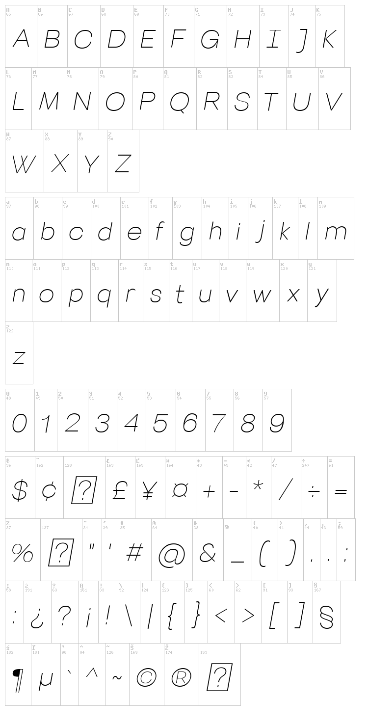 Villeray font map