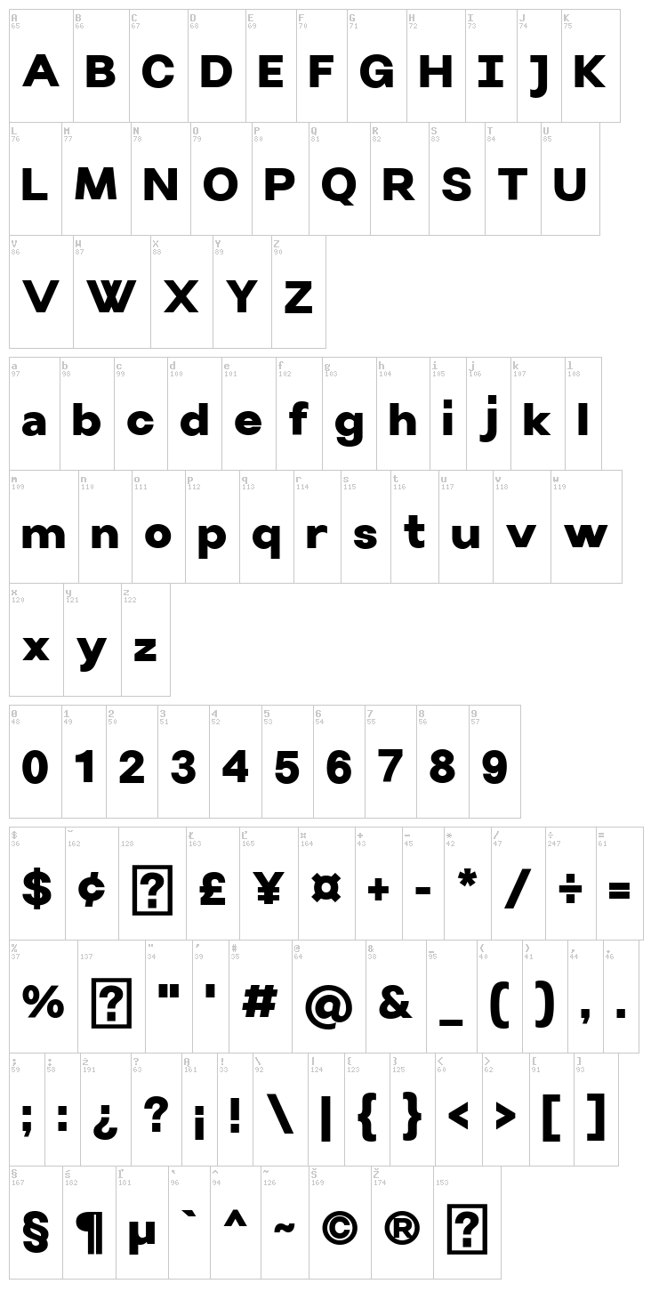 Villeray font map