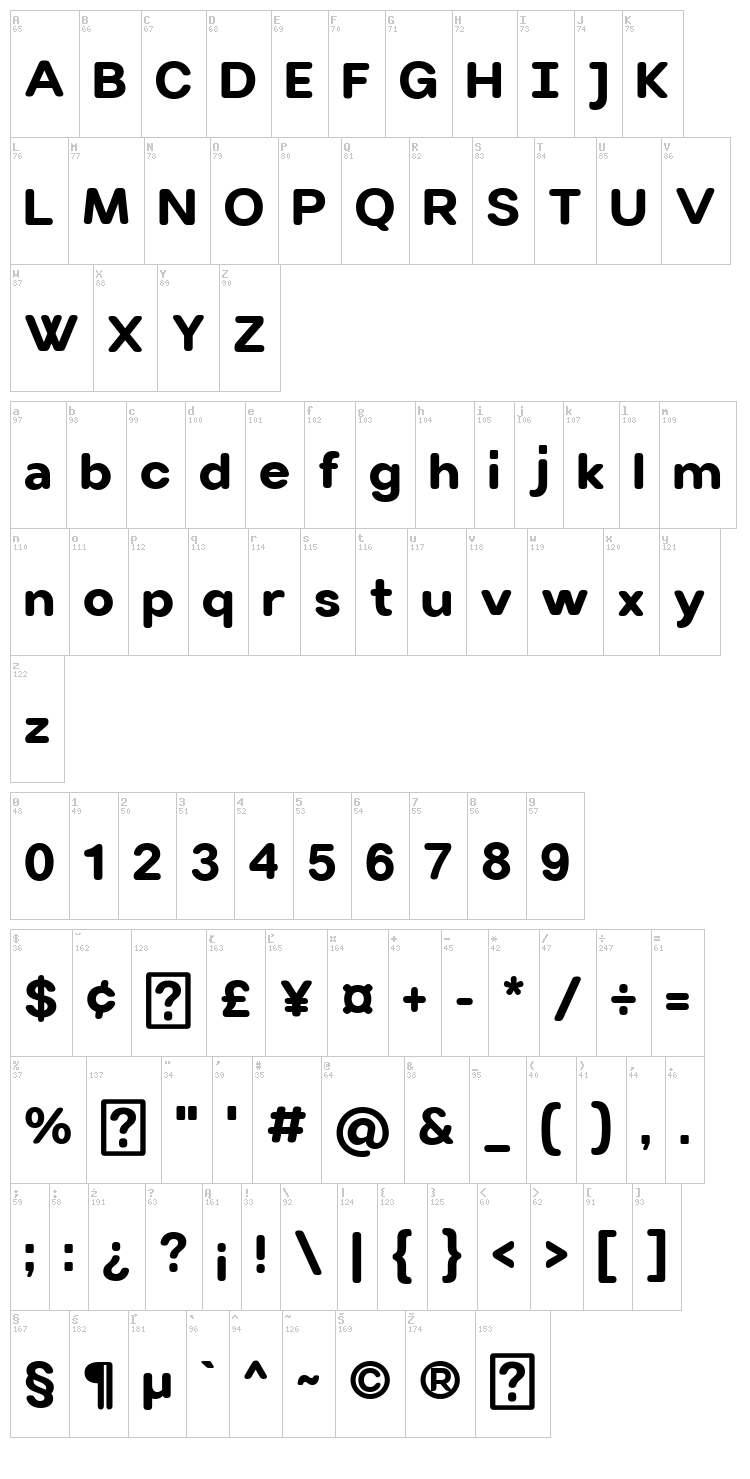 Villeray font map
