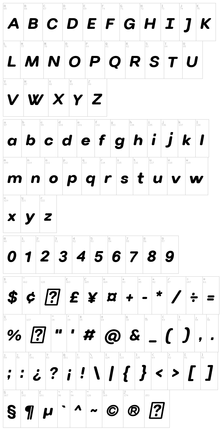 Villeray font map