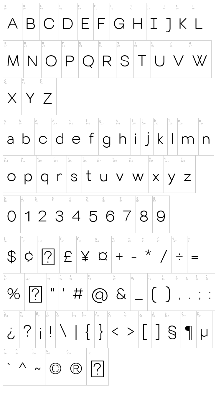 Villeray font map