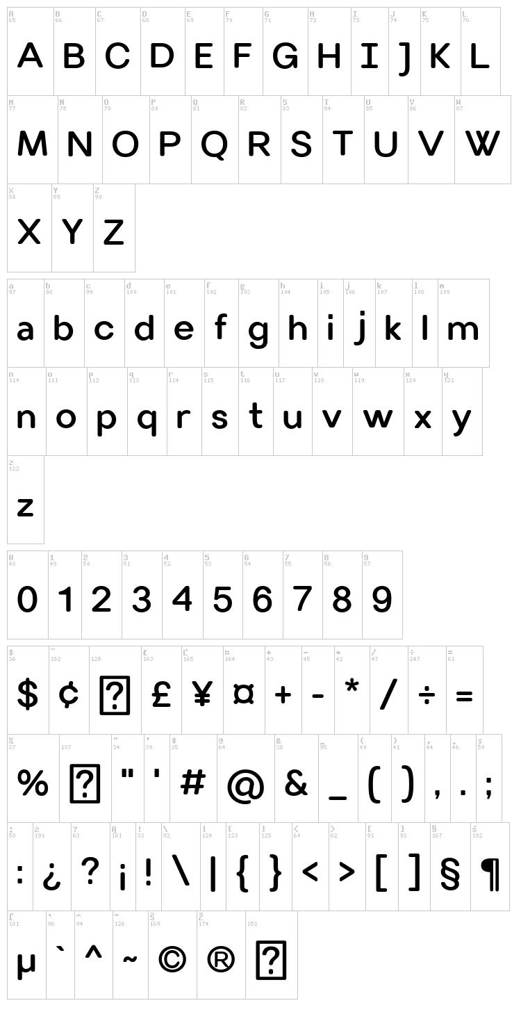 Villeray font map