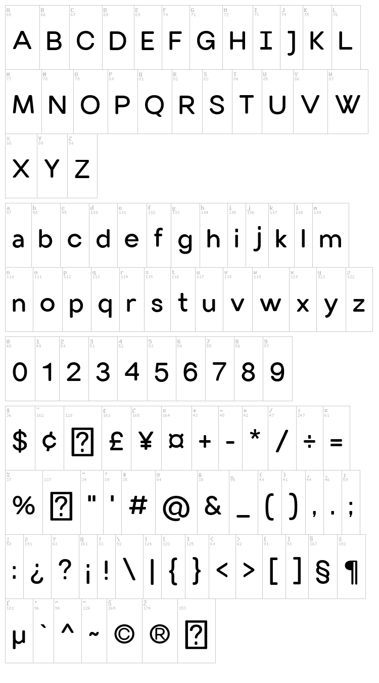 Villeray font map