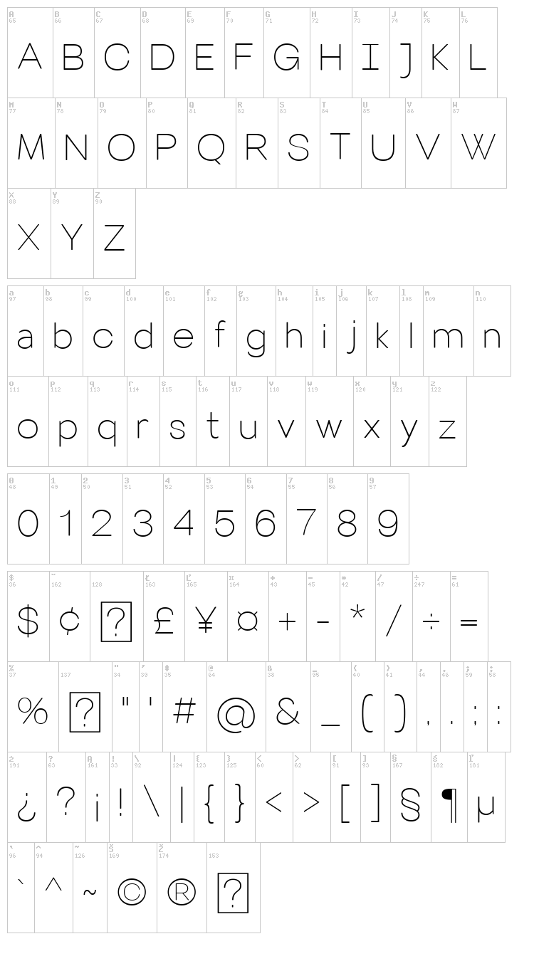 Villeray font map