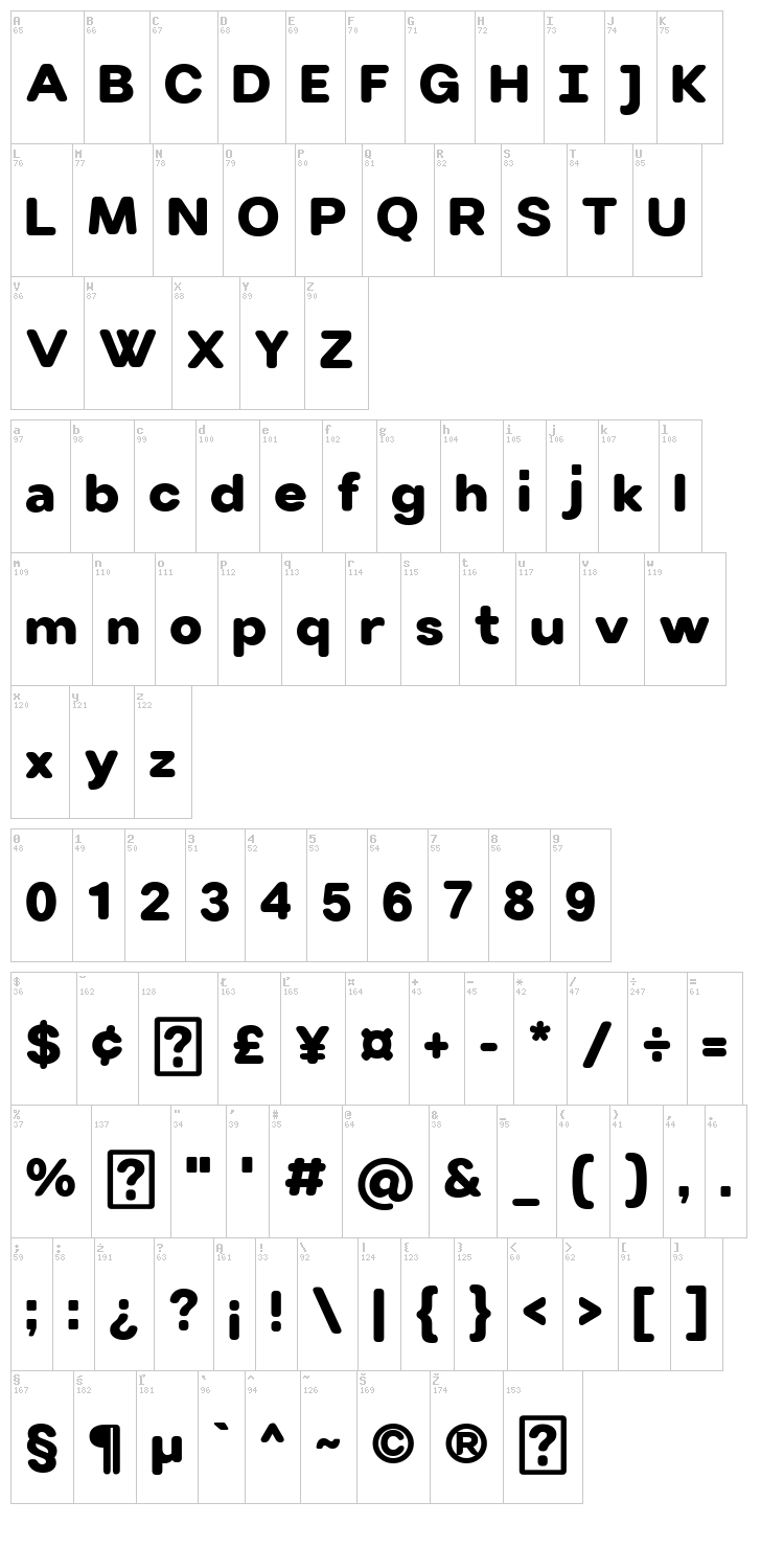 Villeray font map