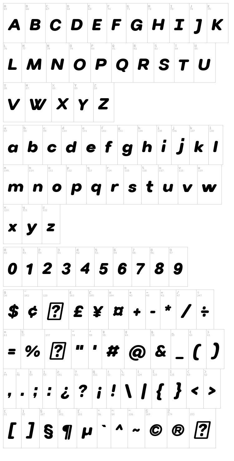 Villeray font map