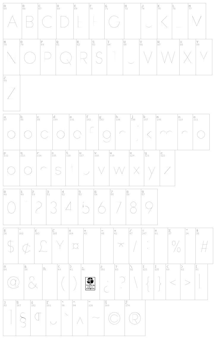Watchword font map