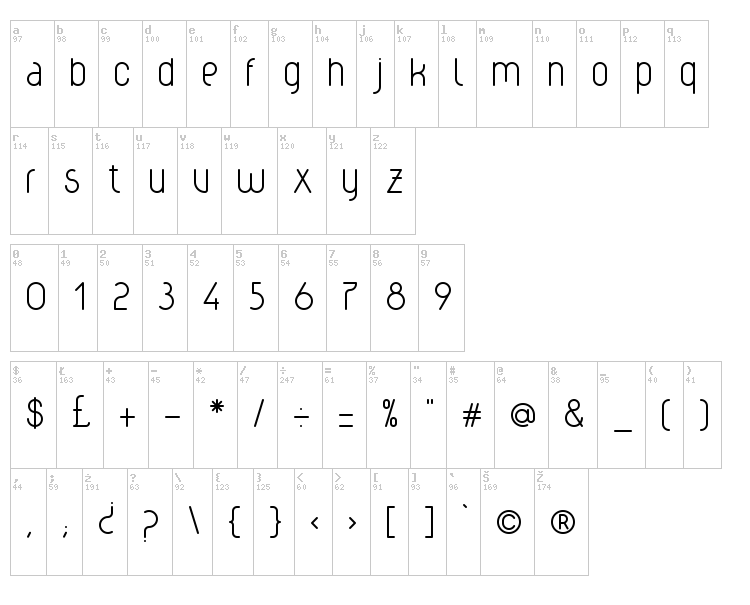 Wec font map