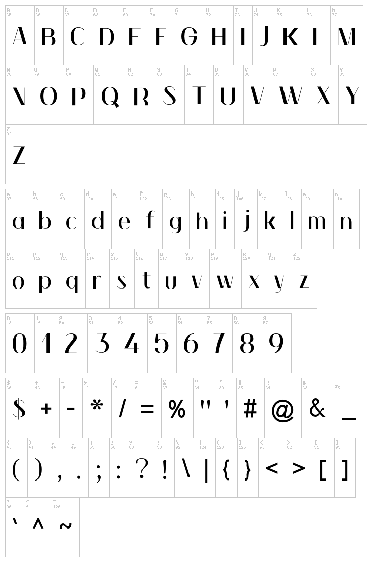 Winter Sans font map